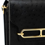 Hermes Handbag Hermès  Mini Roulis Black Ostrich Leather Gold Hardware -Knockoff
