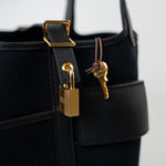 Hermes Handbag Hermès Picotin Cargo 18 Black Swift and Toile Canvas Gold Hardware -Knockoff
