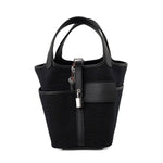 Hermes Handbag Hermès Picotin Cargo 18 Black Swift and Toile Canvas Palladium Hardware -Knockoff
