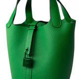 Hermes Handbag Hermes Picotin Lock PM So Green Bamboo Clemence -Knockoff
