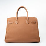 Hermes Handbag Installment of Birkin 30 Gold Veau Togo Leather Palladium Plated Hardware R -Knockoff
