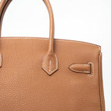 Hermes Handbag Installment of Birkin 30 Gold Veau Togo Leather Palladium Plated Hardware R -Knockoff
