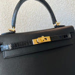 Hermes Handbag Kelly 25 Veau Madame Leather Shiny Niloticus Crocodile Skin Gold Plated -Knockoff
