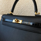 Hermes Handbag Kelly 25 Veau Madame Leather Shiny Niloticus Crocodile Skin Gold Plated -Knockoff
