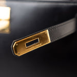 Hermes Handbag Kelly 28 Black Box Calfskin Leather Gold Hardware -Knockoff
