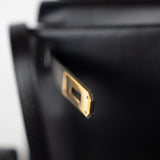 Hermes Handbag Kelly 28 Black Box Calfskin Leather Gold Hardware -Knockoff
