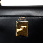 Hermes Handbag Kelly 28 Black Box Calfskin Leather Gold Hardware -Knockoff
