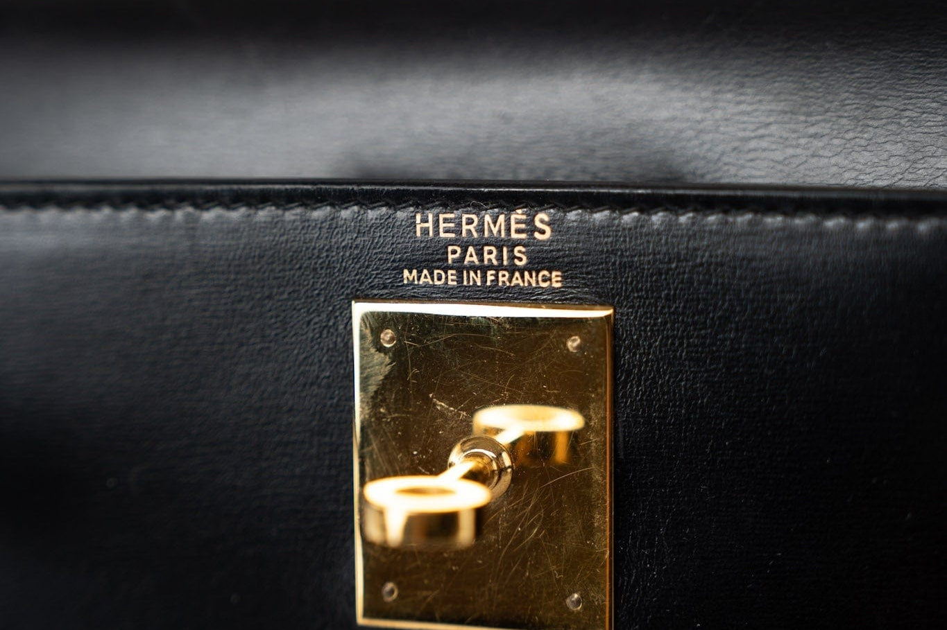 Hermes Handbag Kelly 28 Black Box Calfskin Leather Gold Hardware -Knockoff
