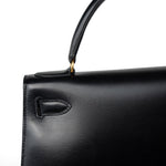 Hermes Handbag Kelly 28 Black Box Calfskin Leather Gold Hardware -Knockoff
