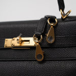 Hermes Handbag Kelly 28 Black Veau Togo Leather Gold Plated C Stamp -Knockoff
