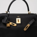 Hermes Handbag Kelly 28 Black Veau Togo Leather Gold Plated C Stamp -Knockoff
