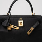 Hermes Handbag Kelly 28 Black Veau Togo Leather Gold Plated C Stamp -Knockoff
