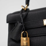 Hermes Handbag Kelly 28 Black Veau Togo Leather Gold Plated C Stamp -Knockoff
