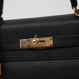 Hermes Handbag Kelly 28 Black Veau Togo Leather Gold Plated C Stamp -Knockoff
