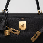 Hermes Handbag Kelly 28 Black Veau Togo Leather Gold Plated C Stamp -Knockoff
