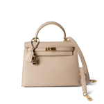 Hermes Handbag Kelly / Beige Kelly 25 Beige Box Calfskin Leather Gold Plated Hardware E Square Stamp -Knockoff
