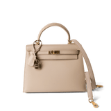 Hermes Handbag Kelly / Beige Kelly 25 Beige Box Calfskin Leather Gold Plated Hardware E Square Stamp -Knockoff
