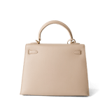 Hermes Handbag Kelly / Beige Kelly 25 Beige Box Calfskin Leather Gold Plated Hardware E Square Stamp -Knockoff
