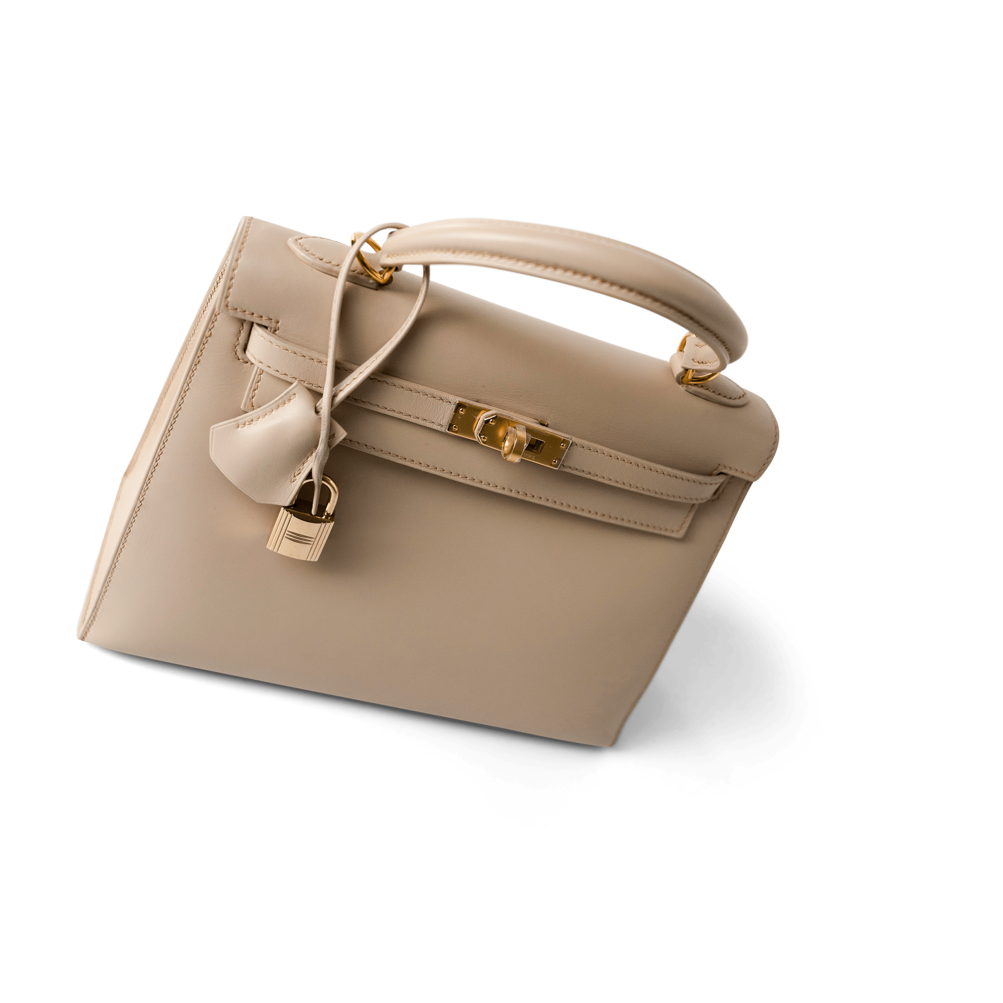 Hermes Handbag Kelly / Beige Kelly 25 Beige Box Calfskin Leather Gold Plated Hardware E Square Stamp -Knockoff
