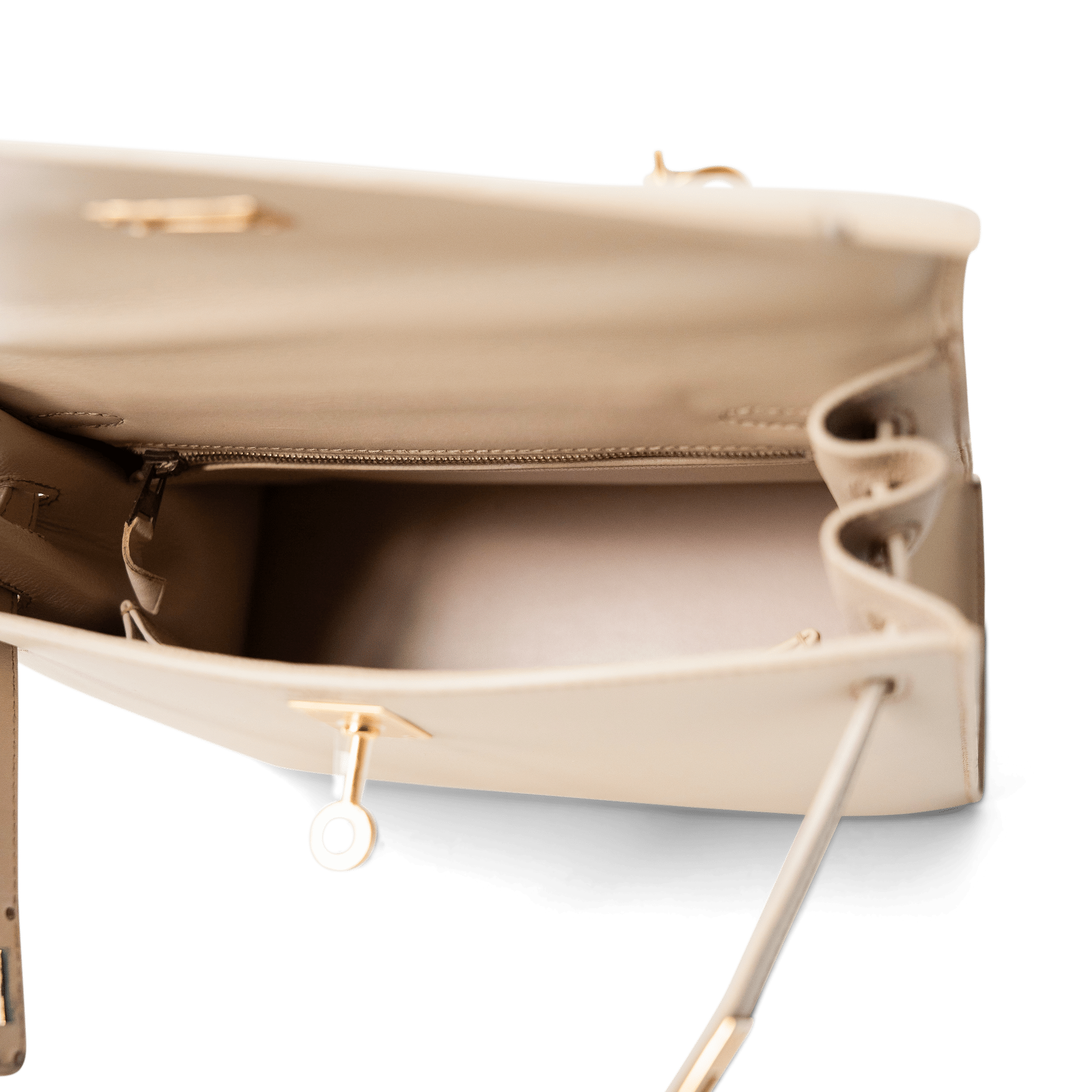 Hermes Handbag Kelly / Beige Kelly 25 Beige Box Calfskin Leather Gold Plated Hardware E Square Stamp -Knockoff
