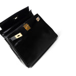 Hermes Handbag Kelly / Black Kelly 28 Black Box Calfskin Gold Plated V Stamp -Knockoff
