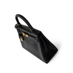 Hermes Handbag Kelly / Black Kelly 28 Retourne Black Box Calfskin Leather Gold Plated Hardware A Square Stamp -Knockoff
