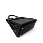 Hermes Handbag Kelly / Black Kelly 28 Retourne Black Box Calfskin Leather Gold Plated Hardware A Square Stamp -Knockoff
