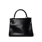 Hermes Handbag Kelly / Black Kelly 28 Retourne Black Box Calfskin Leather Gold Plated Hardware A Square Stamp -Knockoff
