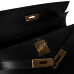 Hermes Handbag Kelly / Black Kelly 28 Sellier Black Box Calfskin Gold Plated P Circle Stamp -Knockoff
