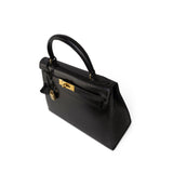 Hermes Handbag Kelly / Black Kelly 28 Sellier Black Box Calfskin Gold Plated P Circle Stamp -Knockoff
