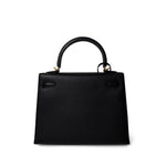 Hermes Handbag Kelly / Black Kelly Sellier 25 Black Veau Epsom Leather Gold Plated Hardware C Stamp -Knockoff
