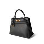 Hermes Handbag Kelly / Black Kelly Sellier 28 Black Ardennes Gold Plated A Square Stamp -Knockoff
