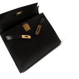 Hermes Handbag Kelly / Black Kelly Sellier 28 Black Ardennes Gold Plated A Square Stamp -Knockoff
