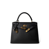 Hermes Handbag Kelly / Black Kelly Sellier 28 Black Ardennes Gold Plated A Square Stamp -Knockoff
