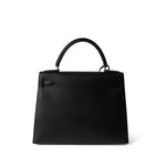 Hermes Handbag Kelly / Black Kelly Sellier 28 Black Ardennes Gold Plated A Square Stamp -Knockoff
