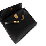 Hermes Handbag Kelly / Black Kelly Sellier 28 Black Ardennes Gold Plated A Square Stamp -Knockoff
