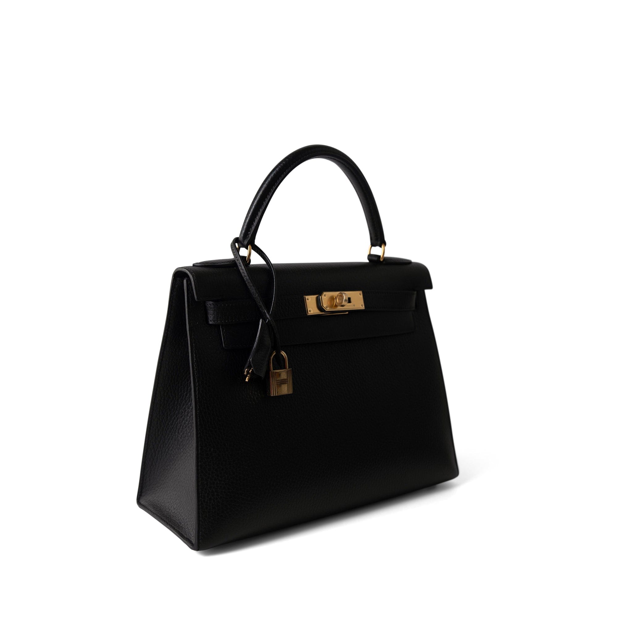 Hermes Handbag Kelly / Black Kelly Sellier 28 Black Ardennes Gold Plated A Square Stamp -Knockoff
