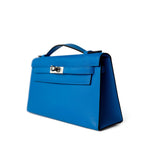 Hermes Handbag Kelly / Blue Kelly Pochette Swift Blue Zanzibar Palladium Hardware D stamp -Knockoff
