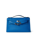 Hermes Handbag Kelly / Blue Kelly Pochette Swift Blue Zanzibar Palladium Hardware D stamp -Knockoff
