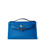 Hermes Handbag Kelly / Blue Kelly Pochette Swift Blue Zanzibar Palladium Hardware D stamp -Knockoff
