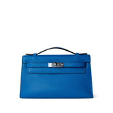 Hermes Handbag Kelly / Blue Kelly Pochette Swift Blue Zanzibar Palladium Hardware D stamp -Knockoff
