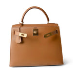 Hermes Handbag Kelly / Brown Kelly Sellier 28 Gold Natural Chamonix Plated A Square Stamp -Knockoff
