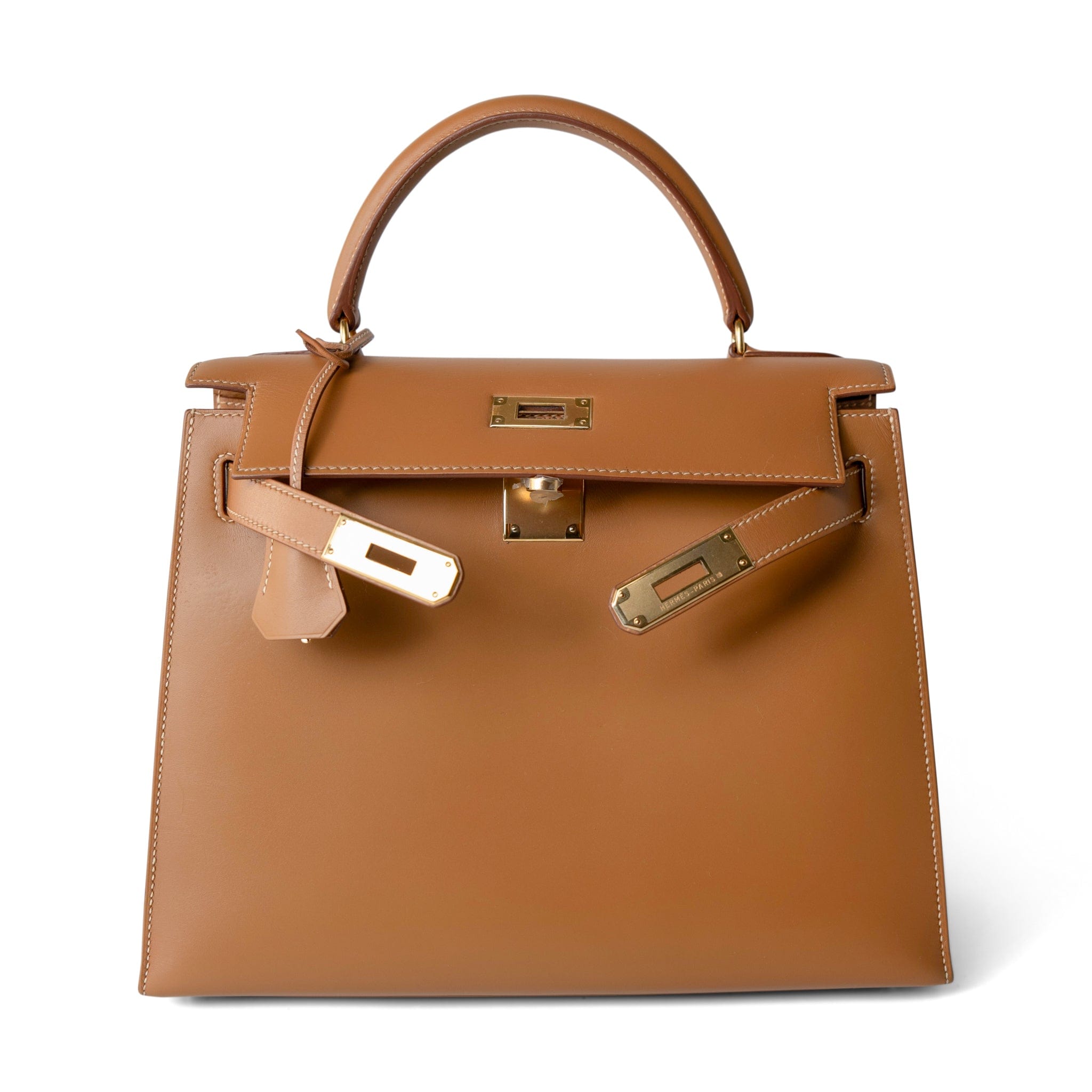 Hermes Handbag Kelly / Brown Kelly Sellier 28 Gold Natural Chamonix Plated A Square Stamp -Knockoff
