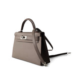 Hermes Handbag Kelly / Grey Hermes Kelly Mini II Etain (greige) Veau Epsom Leather Palladium plated Y Stamp -Knockoff
