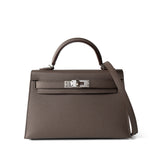 Hermes Handbag Kelly / Grey Hermes Kelly Mini II Etain (greige) Veau Epsom Leather Palladium plated Y Stamp -Knockoff
