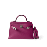 Hermes Handbag Kelly / Purple Mini Kelly Rose Pourpre Chèvre Mysore Palladium Plated Hardware C Stamp -Knockoff
