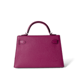 Hermes Handbag Kelly / Purple Mini Kelly Rose Pourpre Chèvre Mysore Palladium Plated Hardware C Stamp -Knockoff
