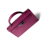 Hermes Handbag Kelly / Purple Mini Kelly Rose Pourpre Chèvre Mysore Palladium Plated Hardware C Stamp -Knockoff
