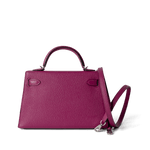 Hermes Handbag Kelly / Purple Mini Kelly Rose Pourpre Chèvre Mysore Palladium Plated Hardware C Stamp -Knockoff
