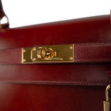 Hermes Handbag Kelly / Red Kelly 28 Rouge Box Calfskin Gold Plated V Stamp -Knockoff
